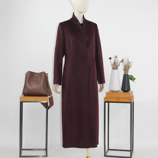 FOCALS福柯斯冬季新款修身长款纯色羊毛一粒扣大衣外套FYQDK711 商品图1