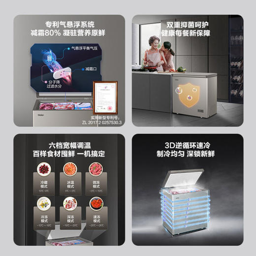 海尔 Haier 京馨 金彩系列 200升 低霜小型商用家用冰柜 冷藏冷冻转换 冷冻柜 母乳冷藏小冰箱冷柜BC/BD-200GHPCD 商品图4