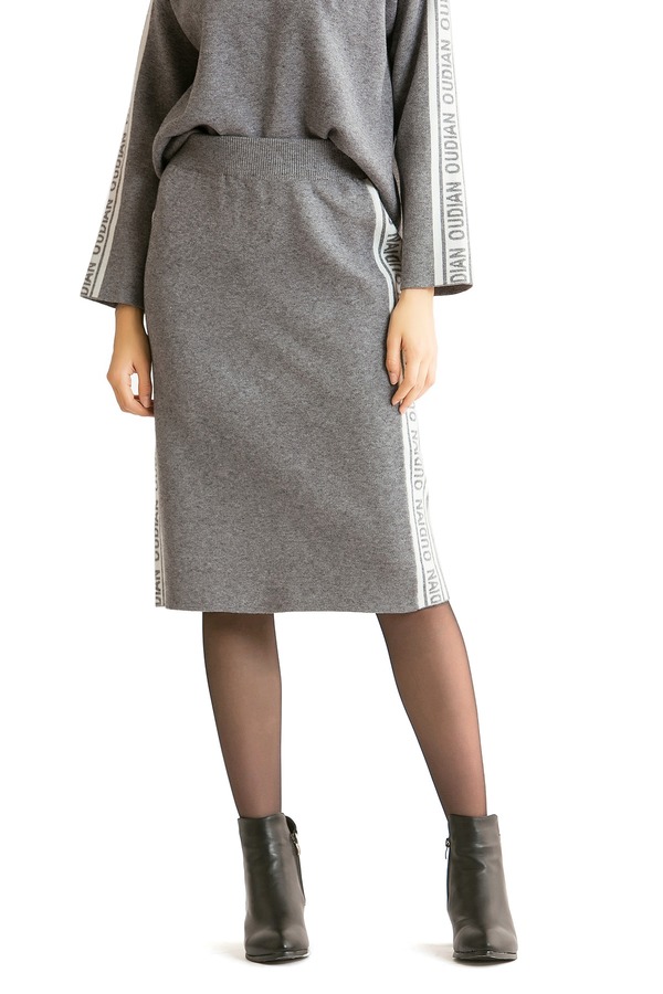 AVA 字母装饰灰色一步裙 223