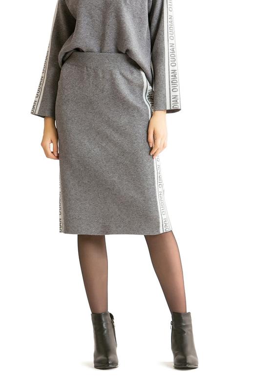 AVA 字母装饰灰色一步裙 223 商品图0