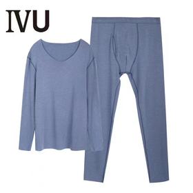 安莉芳IVU暖衣打底套装男新品V领加绒修身无痕秋衣秋裤UD00097