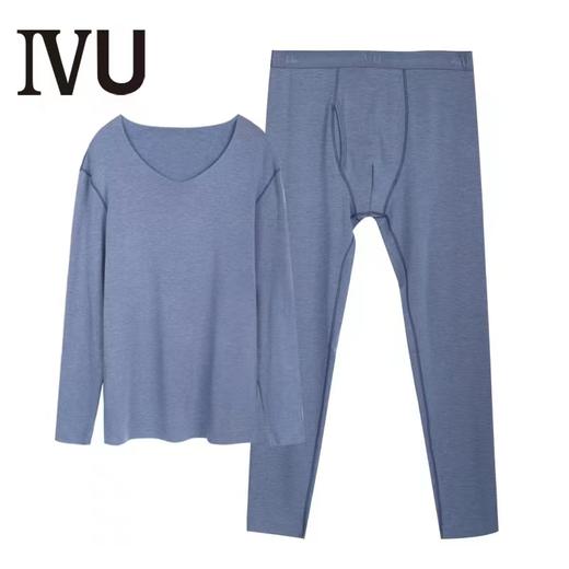 安莉芳IVU暖衣打底套装男新品V领加绒修身无痕秋衣秋裤UD00097 商品图0