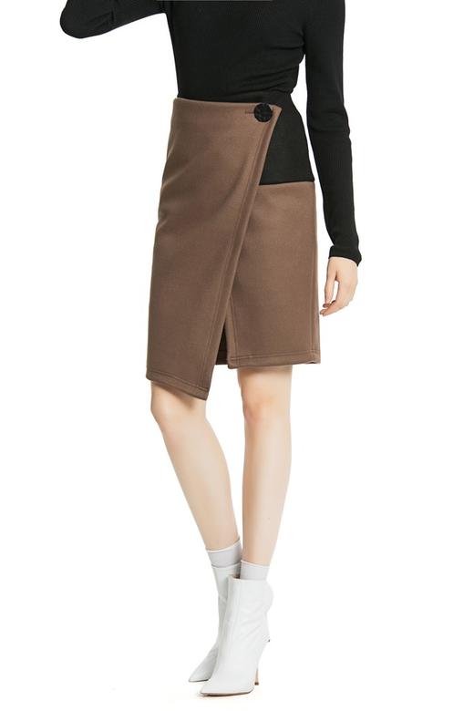 DEHUNTER 棕色毛呢信封裙 4110 商品图0
