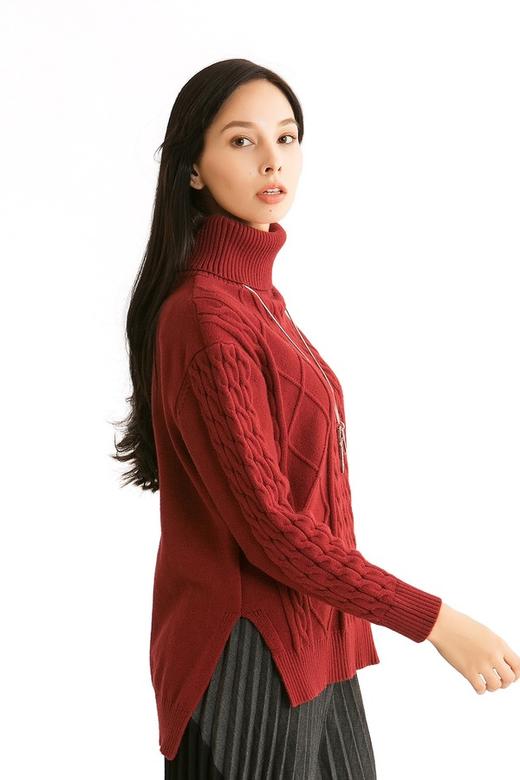 AUGUST 1 EIGHT 酒红色高领针织衫 994 商品图1