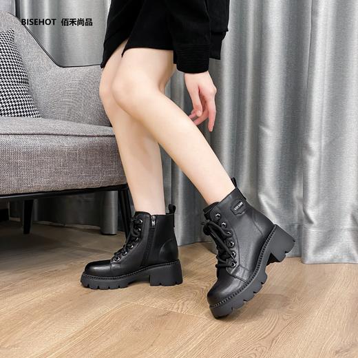 新品冬季厚绒牛皮百搭马丁靴968B25516 商品图3