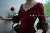 #1207【复团】喵娘精工定制《摩纳哥的黄昏》Grace Kelly复古皮草袖蜂腰红裙 商品缩略图1