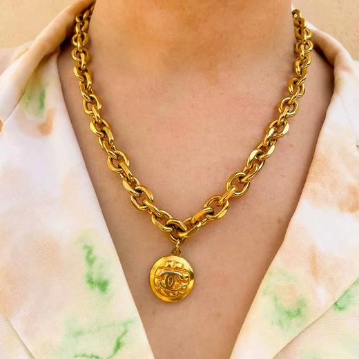 在途4周到｜Gigi Paris-Chanel-中古纽扣 粗链 项链［法国设计师］ 商品图0