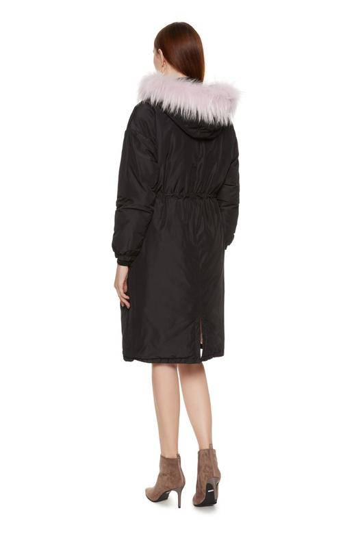 ELLA JADE 毛领拼接黑色羽绒长外套 3720 商品图1