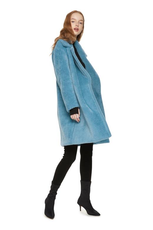 LNNNS 蓝色翻领短毛大衣 8063 商品图4