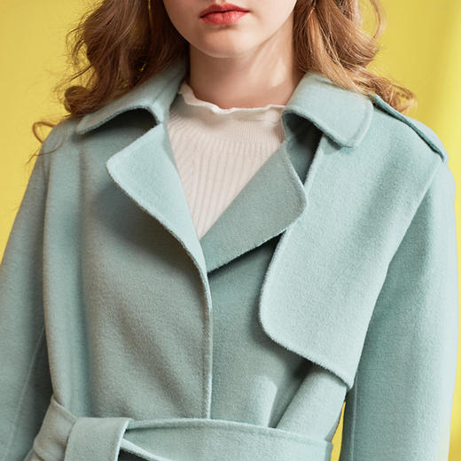 欧芮儿欧芮儿2017冬新款收腰双面呢毛呢外套女中长款 商品图2