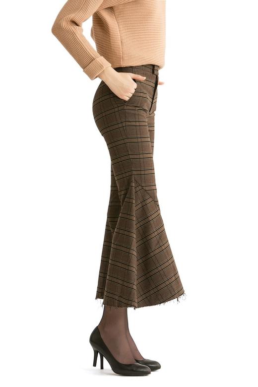 d'zzit 棕色格纹喇叭裤 54 商品图2