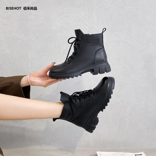 新品冬季厚绒牛皮百搭舒适矮靴968B25545 商品图1