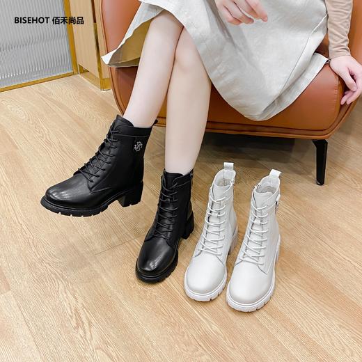 新品厚绒牛皮百搭舒适矮靴968B25514 商品图0