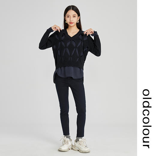 oldcolour2022年冬季新款通勤修身显瘦时尚气质直筒牛仔长裤女 商品图1