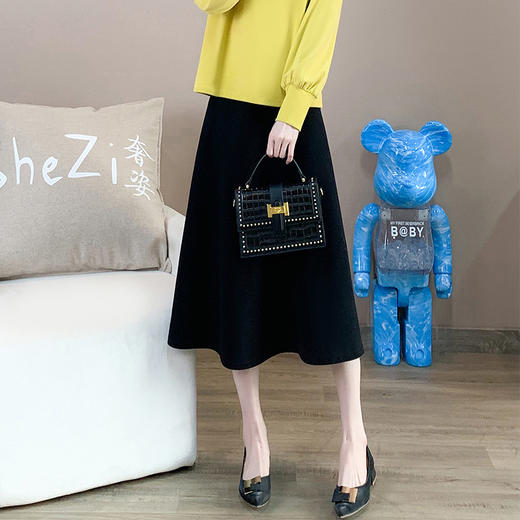 奢姿2024年冬装新款大码女装时尚简约半身裙胖妹妹半松紧遮胯裙子9924452408 商品图2
