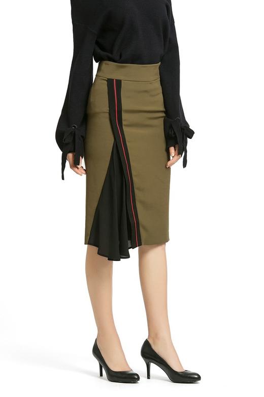 EMC亿美丞 雪纺拼接军绿色半裙 143 商品图3