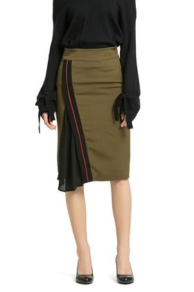 EMC亿美丞 雪纺拼接军绿色半裙 143