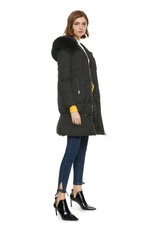 ELLA JADE 黑色狐狸毛装饰羽绒服 933 商品图1