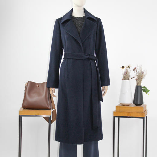FOCALS福柯斯冬新款修身长款纯色羊毛大衣外套FYJDK811B7 商品图0
