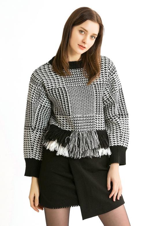 CENCH EDITION 千鸟格流苏边圆领上衣 437 商品图2