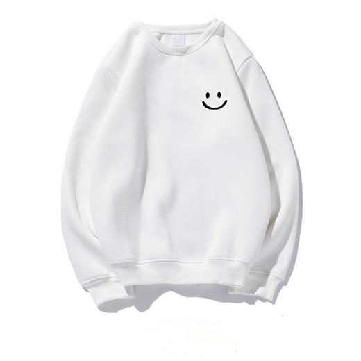 【新款上市 时尚百搭情侣装卫衣】女装笑脸图案圆领卫衣女生潮牌宽松韩版超火ins 慵懒风上衣外套 商品图2