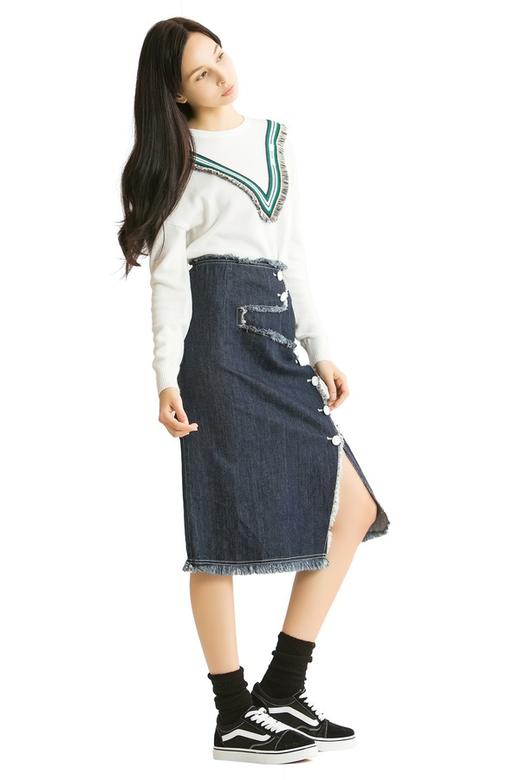 ELLA JADE 开衩中高腰牛仔裙 282 商品图1