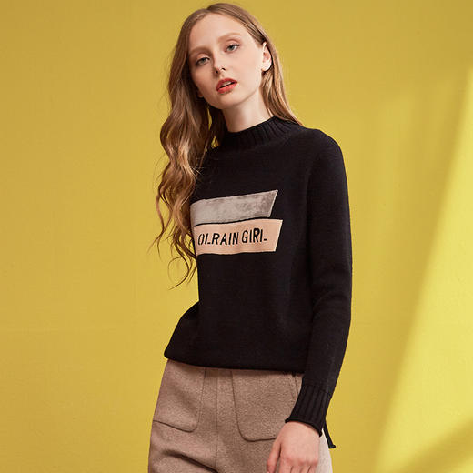 欧芮儿2017秋装宽松图案打底套头毛衣女秋冬 商品图0