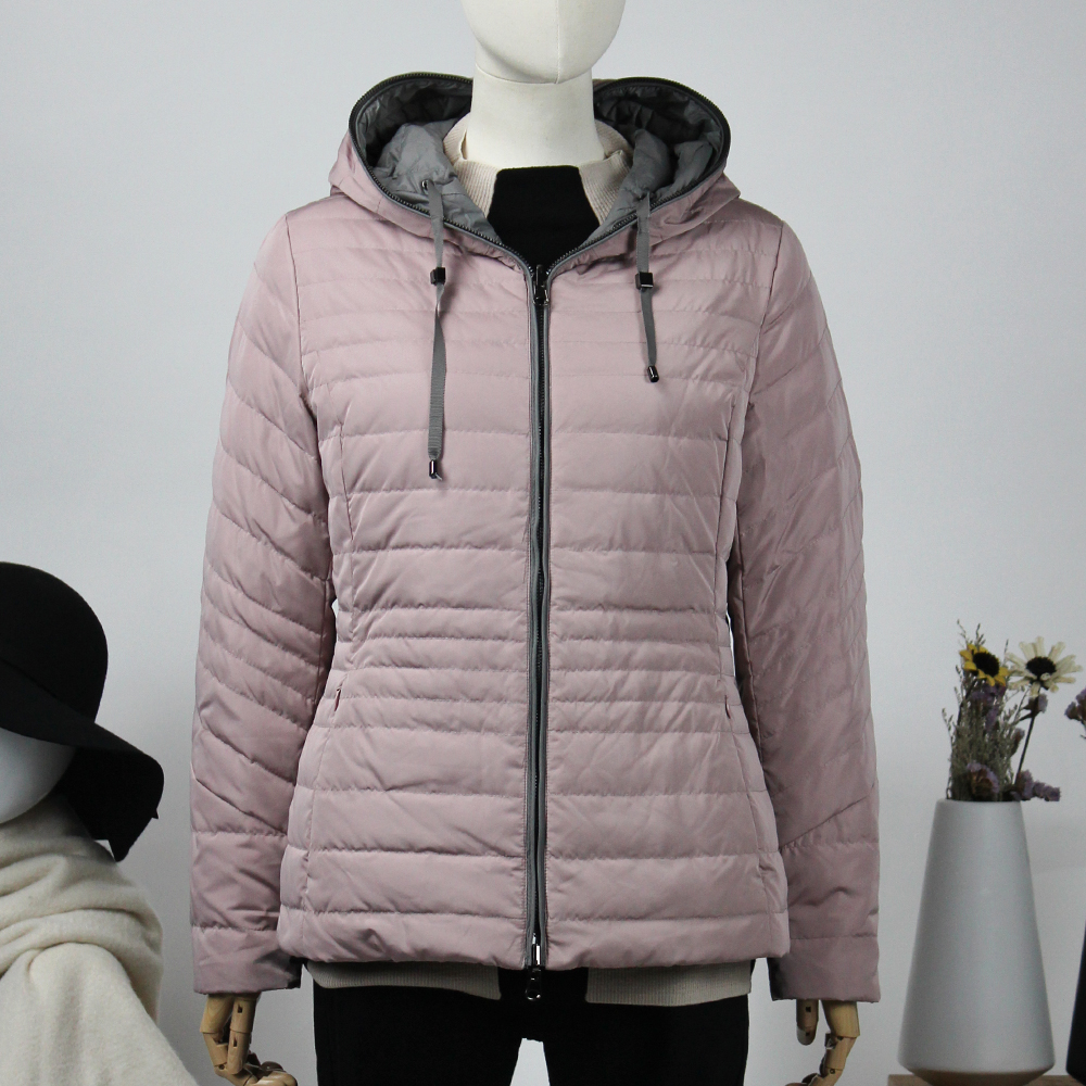 FOCALS福柯斯冬季新款修身短款正反两面穿连帽羽绒服FYJDD891P1