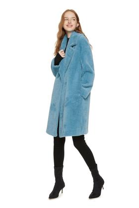 LNNNS 蓝色翻领短毛大衣 8063