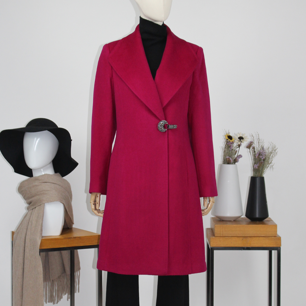 FOCALS福柯斯新款修身中长款纯色羊毛羊绒呢大衣外套FYWDK1300ZR