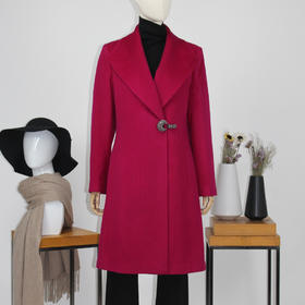 FOCALS福柯斯新款修身中长款纯色羊毛羊绒呢大衣外套FYWDK1300ZR