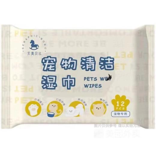 天真贝比便携装12片宠物湿巾猫咪狗狗清洁身体眼部耳朵卫生护理纸巾 12片 商品图2