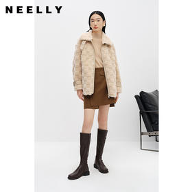 NEELLY纳俪商场同款冬季新款仿皮草外套大衣女中长款显瘦小个子潮N22112C01131