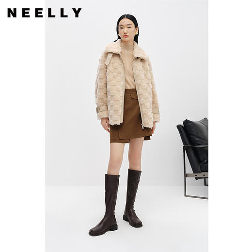 NEELLY纳俪商场同款冬季新款仿皮草外套大衣女中长款显瘦小个子潮N22112C01131 商品图0