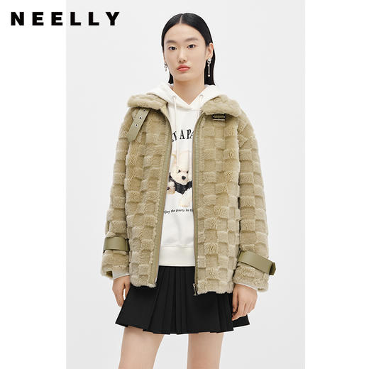 NEELLY纳俪商场同款冬季新款仿皮草外套大衣女中长款显瘦小个子潮N22112C01131 商品图1