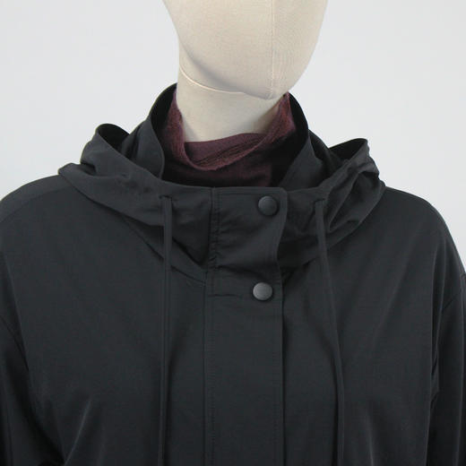 FOCALS福柯斯新款宽松休闲连帽纯色中长款外套风衣FRRAF085N1 商品图3