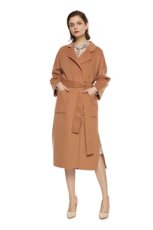 AUGUST 1 EIGHT 棕色束腰双面呢大衣 4864