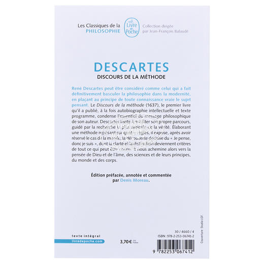 【中商原版】笛卡尔 谈谈方法 Discours de la methode 法文原版 Rene Descartes 哲学 社会 人文 商品图1