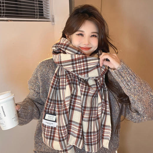 【超舒适~新款情侣保暖围巾】新款围巾女咖色保暖甜美披肩围脖冬季百搭学生出行防寒围脖男 商品图1
