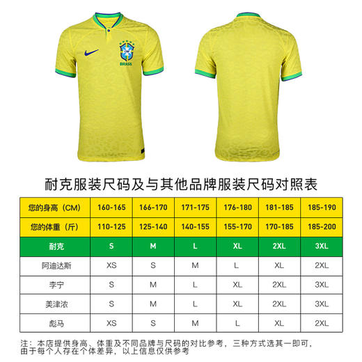 NIKE/耐克 巴西国家队2022世界杯主场球员版短袖球衣 巴西国家队2022世界杯主场球员版短袖球衣 商品图3