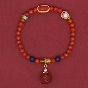 【采购专享】送福醒狮 南红青金石手串