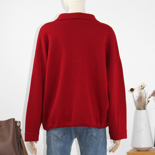 FOCALS福柯斯新款宽松休闲纯色单排扣针织开衫毛衫上衣F2Y3M515 商品图5