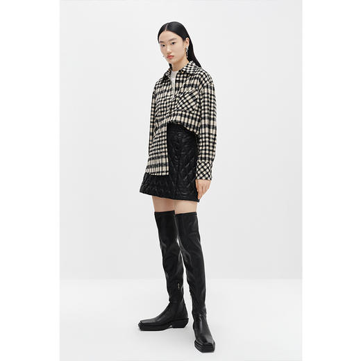 NEELLY纳俪商场同款冬季高腰半身裙女百搭显瘦短皮裙A字裙时尚N22112E01144 商品图3