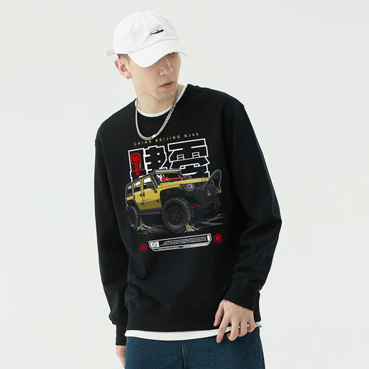 自由基地冬季新款毛圈套头圆领卫衣北京40越野车原创设计印花衣服 NMT-1919 商品图0