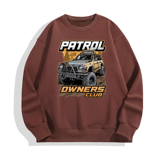 自由基地冬季新款落肩抓绒潮流圆领卫衣情侣套头衣途乐越野车印花 NMT-1923 商品图3