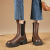 西遇厚底烟筒靴女秋冬季新款女鞋粗跟复古切尔西马丁靴女D1923697 商品缩略图3