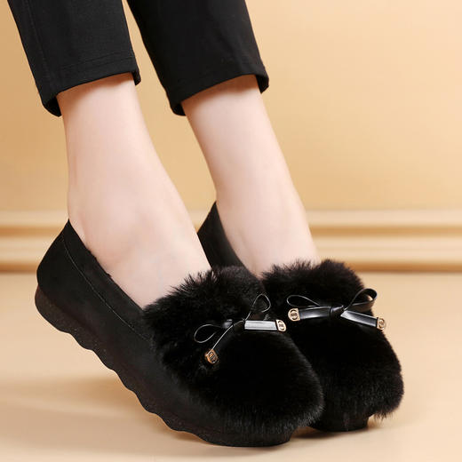 YM-M06 秋冬毛毛鞋女外穿棉鞋2022新款加绒保暖豆豆鞋老北京布鞋女棉瓢鞋 商品图5