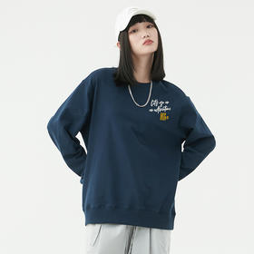 自由基地2022新款套头圆领卫衣白描越野车图案设计印花个性毛圈款 NMT-1918