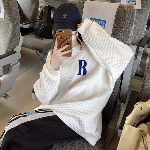 【潮流时尚百搭】秋冬季薄款蜂窝网格卫衣女ins韩版宽松休闲上衣学生女装 商品图1