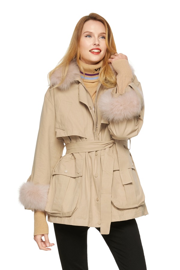 AUGUST 1 EIGHT 浅茶色工装风内胆可拆卸羽绒服 8413